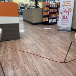 Dunkin' - Extension cord across the floor for lights.