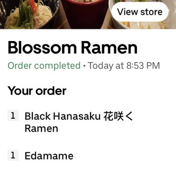 Blossom Ramen - My Ubereats order - Ramen Near Me - El Segundo, California
