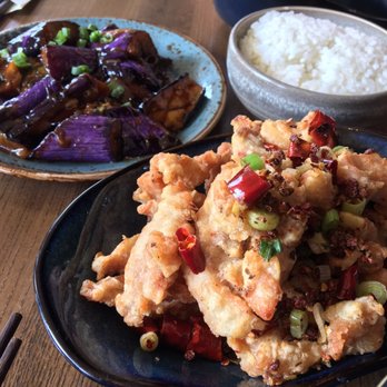 Wu Chow - The color contrast is just gorgeous. The rice is amaZing. $10 for the eggplant and $8 for the chicken - Dim Sum Near Me - Austin, Texas Wu Chow - The color contrast is just gorgeous. The rice is amaZing. $10 for the eggplant and $8 for the chicken - Dim Sum Near Me - Austin, Texas