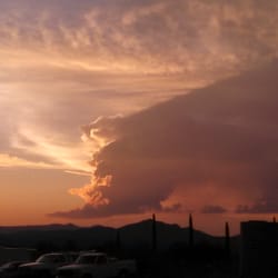 High Desert Heritage Museum & Visitor Center - Monsoon rain over Arcosanti