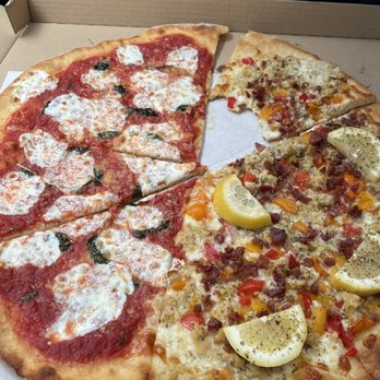 Saverio's Pizzeria - 1/2 Margherita 1/2 Clam Casino! - Italian Near Me - Anchorage, Alaska