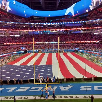 SoFi Stadium - National Anthem US Flag - Stadiums & Arenas Near Me - Inglewood, California SoFi Stadium - National Anthem US Flag - Stadiums & Arenas Near Me - Inglewood, California