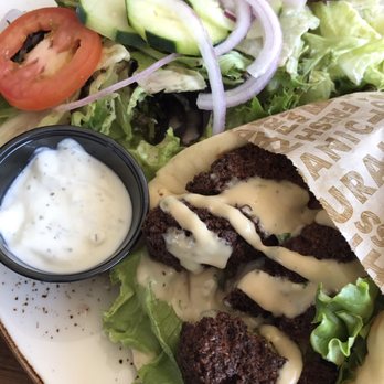 Luna Grill Ventura - Falafel wrap on a pita with side salad $10 (including tax) - Mediterranean Near Me - Ventura, California Luna Grill Ventura - Falafel wrap on a pita with side salad $10 (including tax) - Mediterranean Near Me - Ventura, California