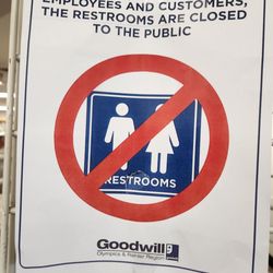 Goodwill - No restrooms or chairs in front for the disabled.