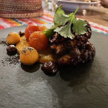 Metate - Pulpo (Octopus). Interesting pairing with melon. - Mexican Near Me - Cabo San Lucas, BCS