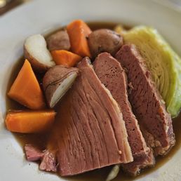 Huge amount of corned beef and cabbage.