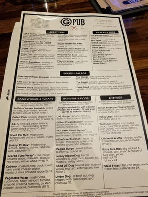 Menu photo 2 G Pub Providence, RI