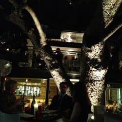 The patio at night