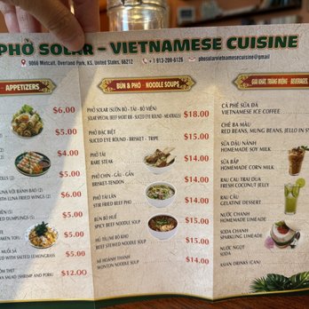 Pho Solar - Menu - Vietnamese Near Me - Overland Park, Kansas