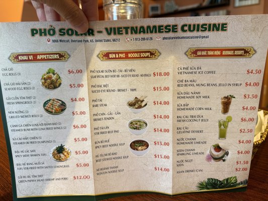 Menu photo 1 Pho Solar Overland Park, KS