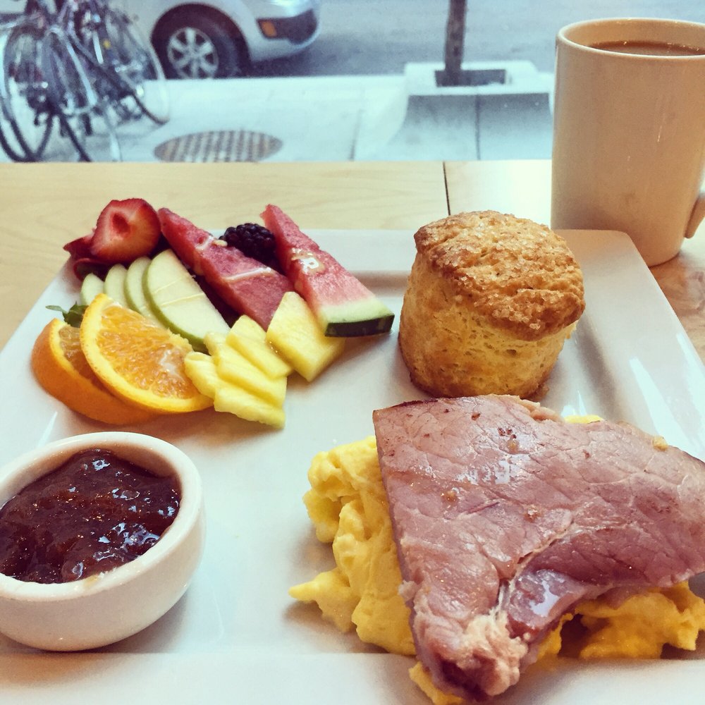 The SconeWitch - Creamy scrambled eggs with ham, vanilla cream scone and rhubarb-ginger jam - Cafes Near Me - Ottawa, Ontario The SconeWitch - Creamy scrambled eggs with ham, vanilla cream scone and rhubarb-ginger jam - Cafes Near Me - Ottawa, Ontario