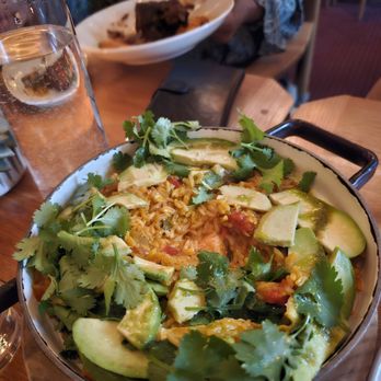 Huset Nyc - "Arroz Con Pollo-" 280g saffron, chorizo, avocado, coriander. $38. Very tasty - Mexican Near Me - New York, New York Huset Nyc - "Arroz Con Pollo-" 280g saffron, chorizo, avocado, coriander. $38. Very tasty - Mexican Near Me - New York, New York