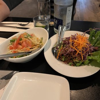 ChuChai - Som tam (green papaya salad) and larb ped (mock duck salad) - Vegetarian Near Me - Montreal, Quebec ChuChai - Som tam (green papaya salad) and larb ped (mock duck salad) - Vegetarian Near Me - Montreal, Quebec