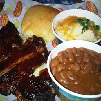 Dickey's Barbecue Pit - Dickey's BBQ Pit: bbq ribs, bread, mashed potatos, bacon and beans - Barbeque Near Me - Eagan, Minnesota