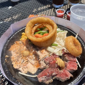 Pepper Lunch - Pepper Salmon with Angus Cut Steak combo bowl - Teppanyaki Near Me - Irvine, California