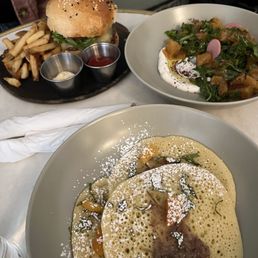We got the Simple Burger & Fries. Algerian Plate. Labneh and radish. We got the Simple Burger & Fries. Algerian Plate. Labneh and radish.