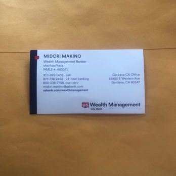 U.S. Bank Branch - Highly Recommend MIDORI Makino, Very Respectful, Explain how to Apply for CD - Banks & Credit Unions Near Me - Gardena, California U.S. Bank Branch - Highly Recommend MIDORI Makino, Very Respectful, Explain how to Apply for CD - Banks & Credit Unions Near Me - Gardena, California