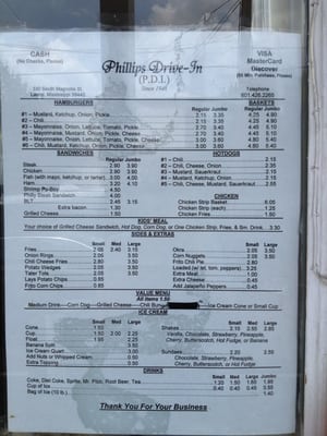 Menu photo 5 Phillips Drive-In Laurel, MS
