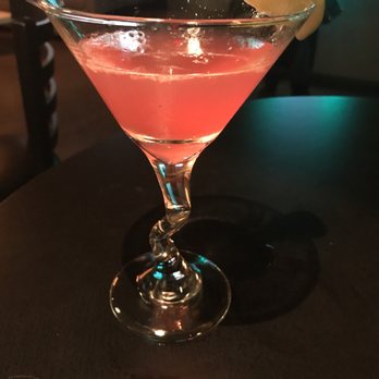 After 5 - a pink cocktail in a glass with a lemon wedge - Bars Near Me - Merced, California