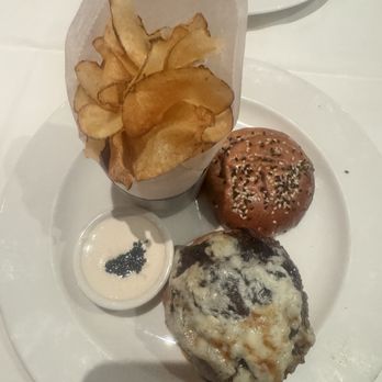 The Capital Grille - Wagyu Burger with hand made chips with caviar sauce - Steakhouses Near Me - San Antonio, Texas