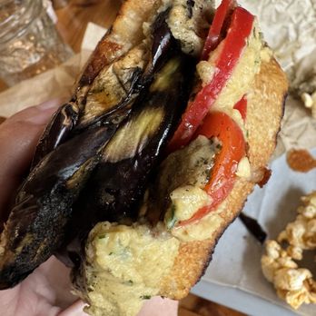 Kitchen Table - Grilled eggplant, babaganoush, mozzarella, hummus, sweet peppers - New American Near Me - Omaha, Nebraska