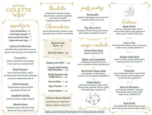 Menu photo 1 Bistro Colette Bend, OR