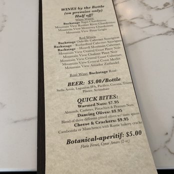 Backstage Marin - Menu - Wineries Near Me - Larkspur, California