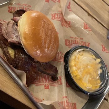 Fire Water BBQ - Grill master burger and 3 cheese Mac and cheese - Barbeque Near Me - Geneva, Illinois