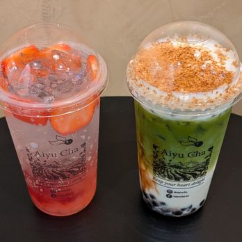 Aiyu Cha - Sparkling Roseberry & Lava Green Thai Tea w/ Honey Boba - Bubble Tea Near Me - Westminster, California