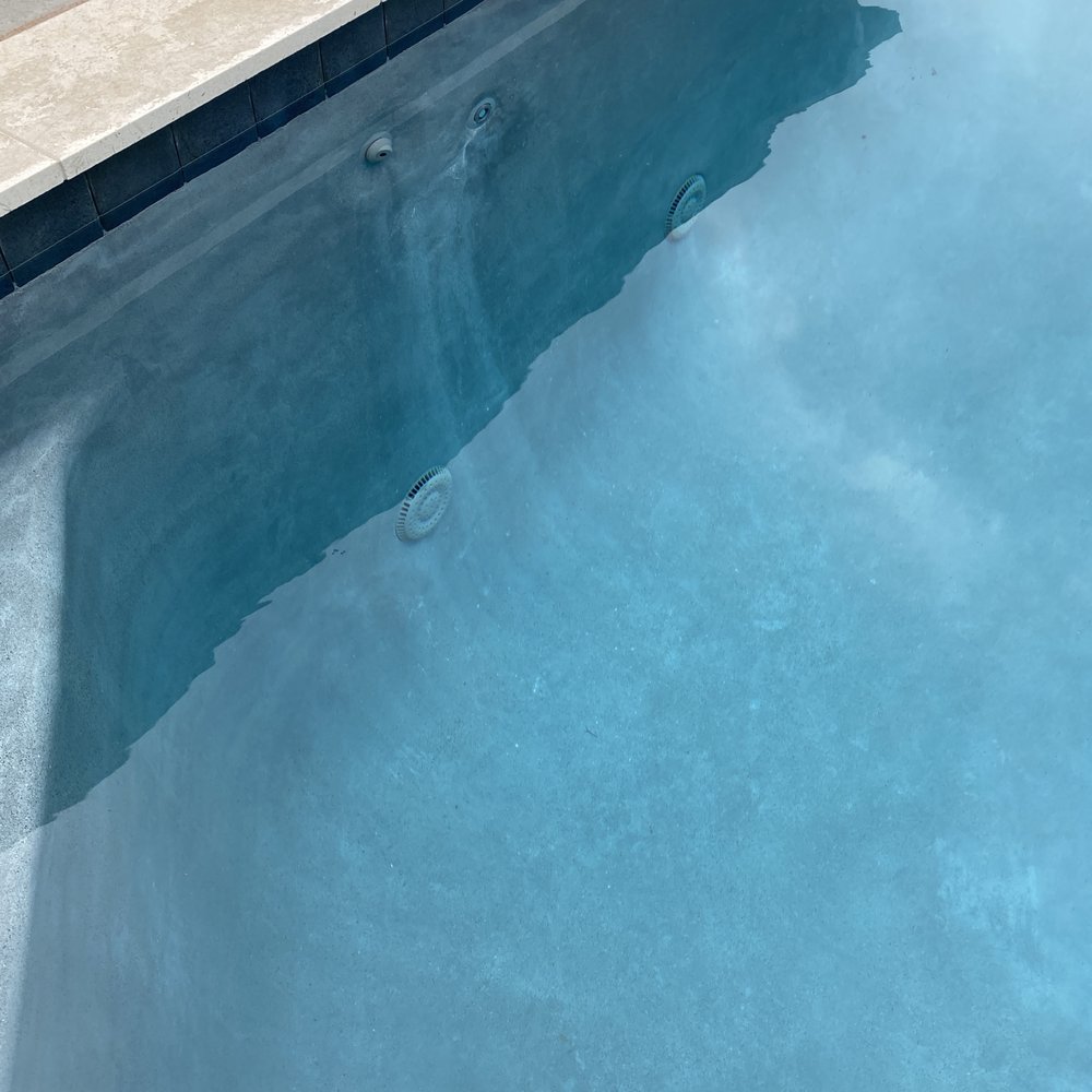 Bolin Designs Pools - Water stains from a leaking jet during the 3rd plaster job - Pool & Hot Tub Service Near Me Bolin Designs Pools - Water stains from a leaking jet during the 3rd plaster job - Pool & Hot Tub Service Near Me