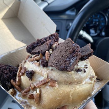 Cinnaholic - Cinnamon roll with coffee icing, pecans and brownies - Bakeries Near Me - Cypress, Texas