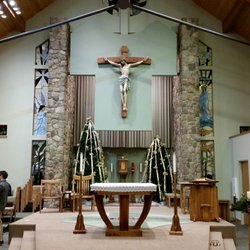 Our Lady of the Pines Catholic Church - Decorated for the Christmas season