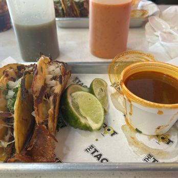 The Taco Spot - 3 birria tacos and consume - Tacos Near Me - Tucson, Arizona