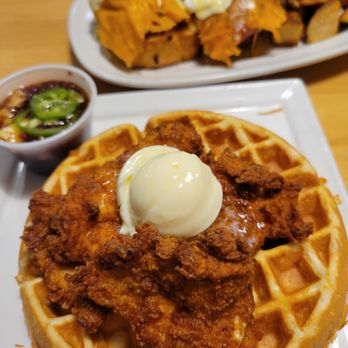 Bistro Bar - Chicken waffles - New American Near Me - Long Beach, California Bistro Bar - Chicken waffles - New American Near Me - Long Beach, California
