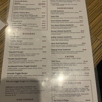 Ivy Tavern - The menu - Sports Bars Near Me - Providence, Rhode Island