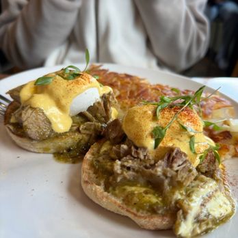 Poached Kitchen - Chile Verde Benedict - Breakfast & Brunch Near Me - Irvine, California Poached Kitchen - Chile Verde Benedict - Breakfast & Brunch Near Me - Irvine, California
