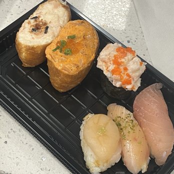 FOB Sushi Bar - Inari, scallop nigiri, salmon nigiri, crab roll - Sushi Bars Near Me - Seattle, Washington