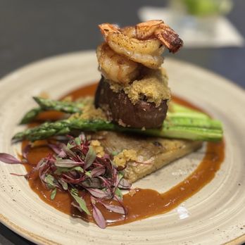 Greenway Table & Tap - Parmesan crusted filet with prawns - Wine Bars Near Me - Addison, Illinois