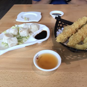Sushi Taku - shrimp shumai and shrimp/vegetable tempura with sauce - Japanese Near Me - Chicago, Illinois Sushi Taku - shrimp shumai and shrimp/vegetable tempura with sauce - Japanese Near Me - Chicago, Illinois
