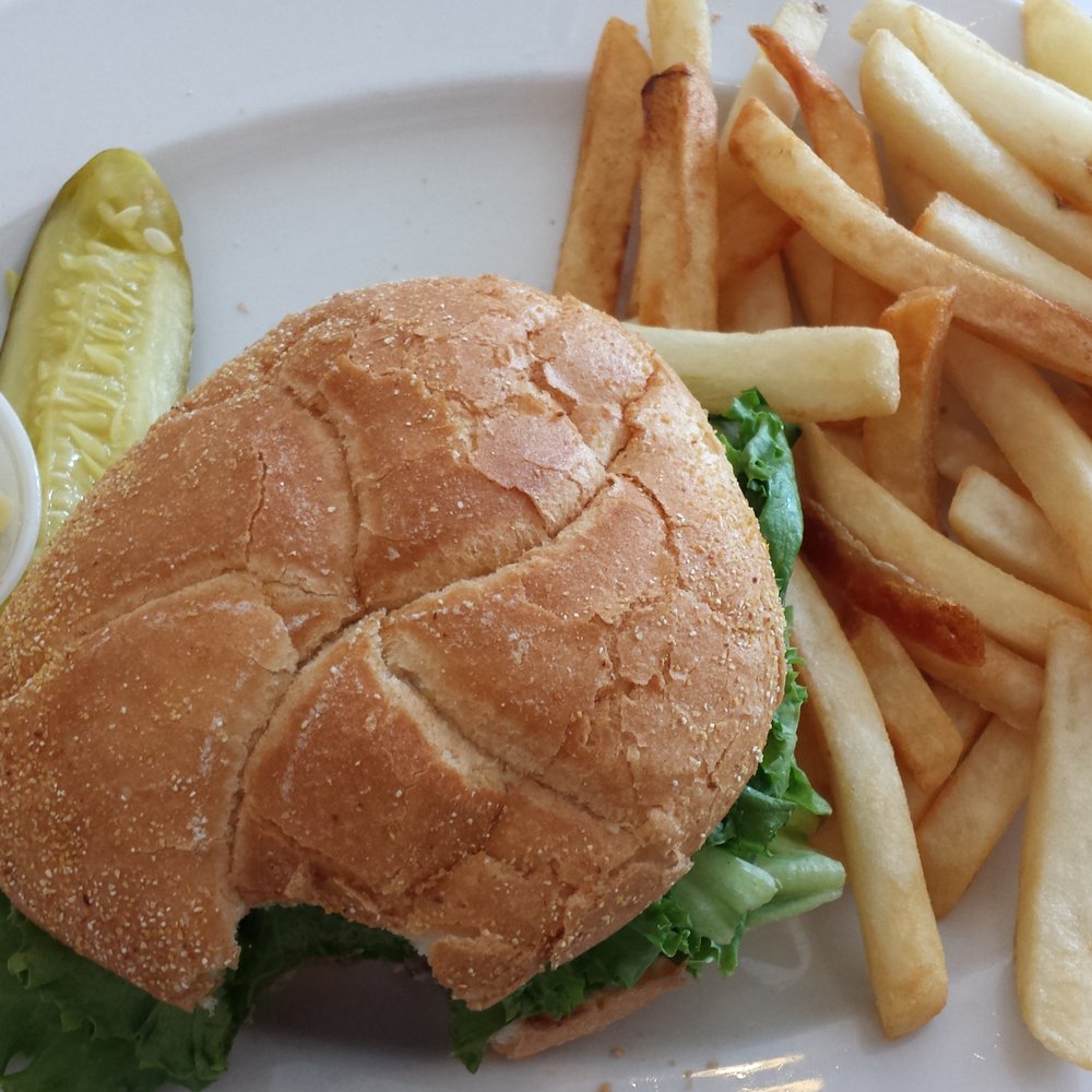Pearl Street Diner - Cheeseburger Deluxe ($6.75). Comes with fries, slice of pickle, lettuce and tomato in the burger, and a small mac salad. - Diners Near Me - Albany, New York