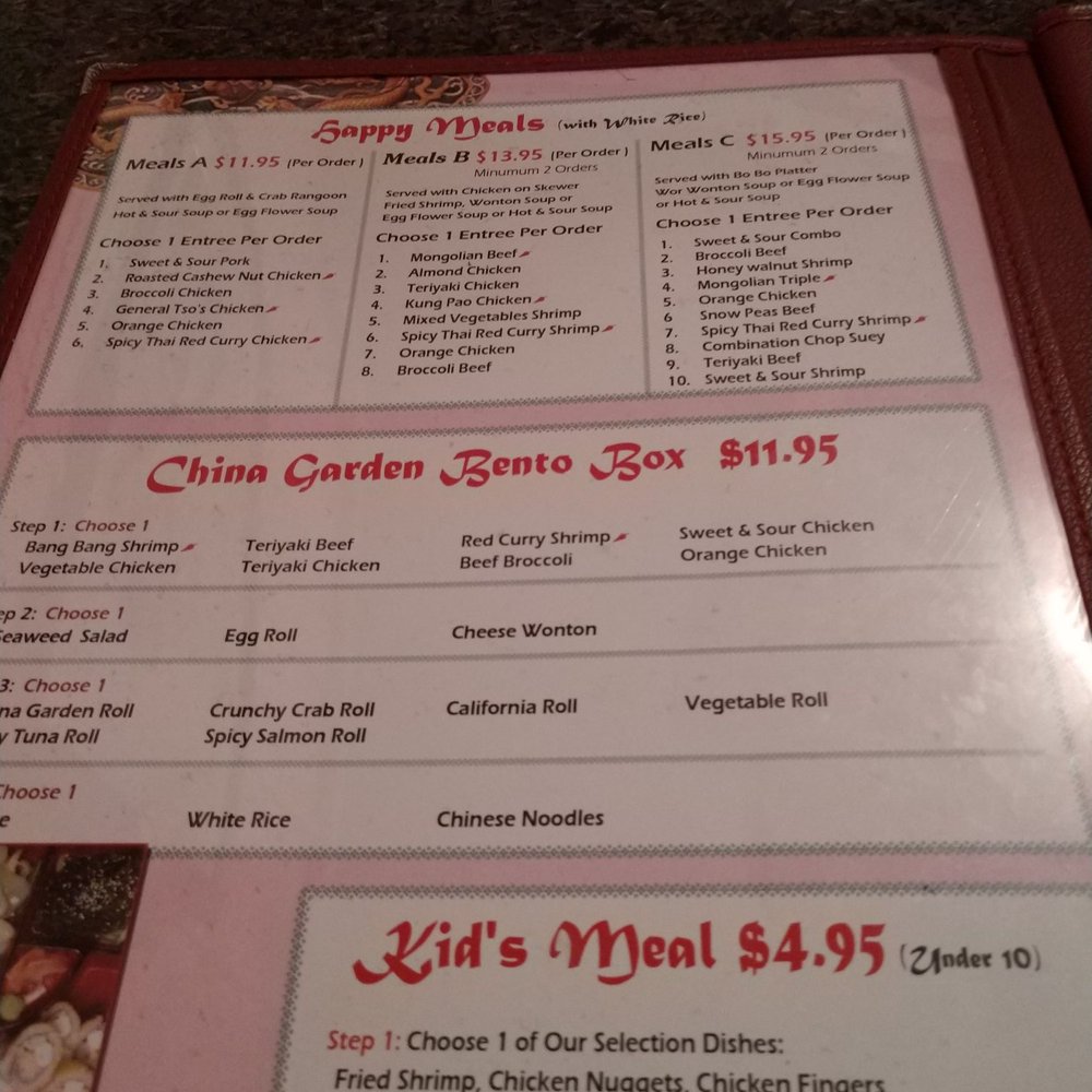 China Green Garden - Menu page - Chinese Near Me - Blythe, California