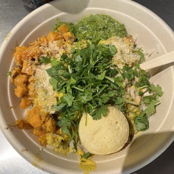 Five on Black - BYOB - White Rice - Churrasco Chicken - Coconut Roasted Sweet Potatoes - Spicy Coconut - Spicy Chimichurri & Farofa Toasted Cassava Flour - Brazilian Near Me - Missoula, Montana