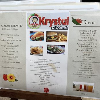 Krystal taqueria - Menu - Mexican Near Me - Bastrop, Texas Krystal taqueria - Menu - Mexican Near Me - Bastrop, Texas