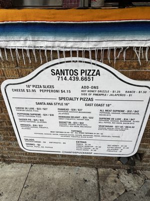 Menu photo 1 Santos Pizza Santa Ana, CA Menu photo 1 Santos Pizza Santa Ana, CA