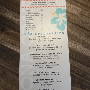 Kona Craft Cafe - Continuation of the drink menu. - Breakfast & Brunch Near Me - Carlsbad, California