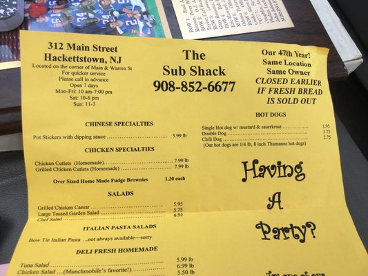 Menu photo 4 Sub Shack & Deli Hackettstown, NJ