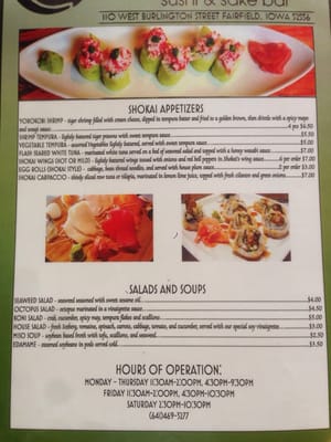 Menu photo 7 Shokai Sushi Fairfield, IA Menu photo 7 Shokai Sushi Fairfield, IA