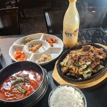 Namsan Korean Cuisine - Spicy Ogaji Gom Tang, pork belly stir fry and makgeolli - Korean Near Me - Calgary, Alberta