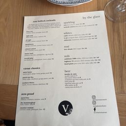 Drink menu