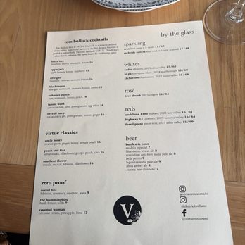 Virtue Restaurant - Drink menu - Southern Near Me - Chicago, Illinois